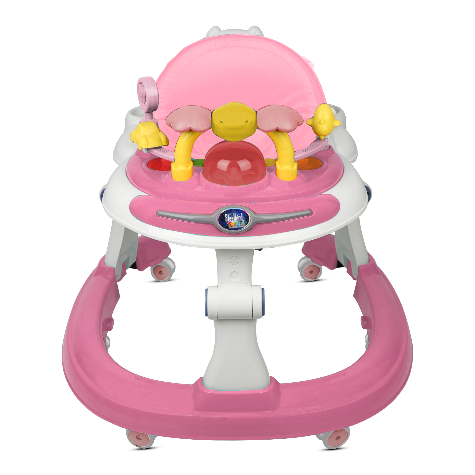 PINK BABY WALKER WITH PUSH HANDLE